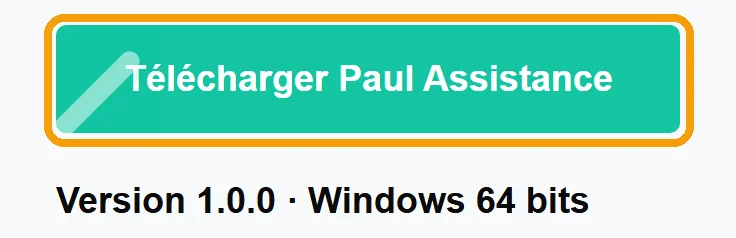 Le bouton vert « Télécharger Paul Assistance » de cette page, entouré en orange